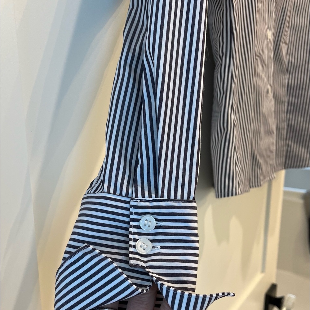 Calvin Klein Women’s Black and White Pinstripe Button-Up Shirt - Picture 3 of 4
